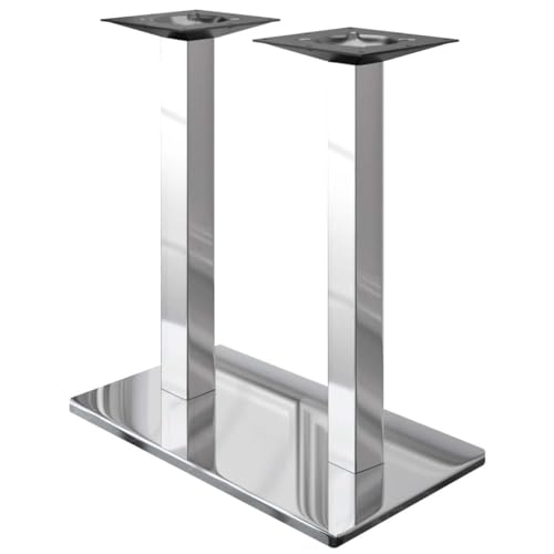 GGMMÖBEL Madrid | Doppel Tischgestell für Stehtisch, Bartisch | Tischbeine | Edelstahl | Tischfüße | Bodenplatte: 40 x 70 cm | Säule: 6 cm | Gesamthöhe: 105 cm