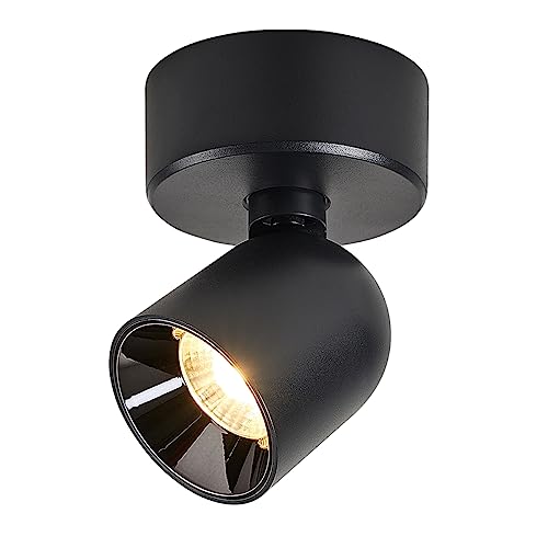 Budbuddy 12W LED Deckenspots 1-flammig schwenkbarer Spotleuchte Deckenaufbaustrahler Schwarz Wandstrahler Deckenstrahler Ein vielseitiges LED Aufbaustrahler für Wohnzimmer, Küche Flur und kommerzielle