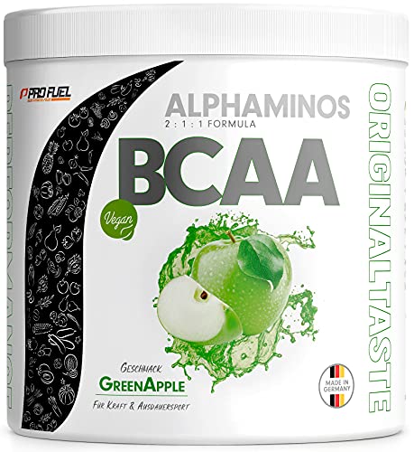 BCAA Pulver 300g - TESTSIEGER - ALPHAMINOS BCAA 2:1:1 - Das ORIGINAL von ProFuel | Essentielle Aminosäuren | Unfassbar leckerer Geschmack (Grüner Apfel)