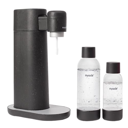 Mysoda Toby Black Kohlensäureerzeuger mit 1 l und 0,5 l BPA-freie Wasserflaschen, schwarz