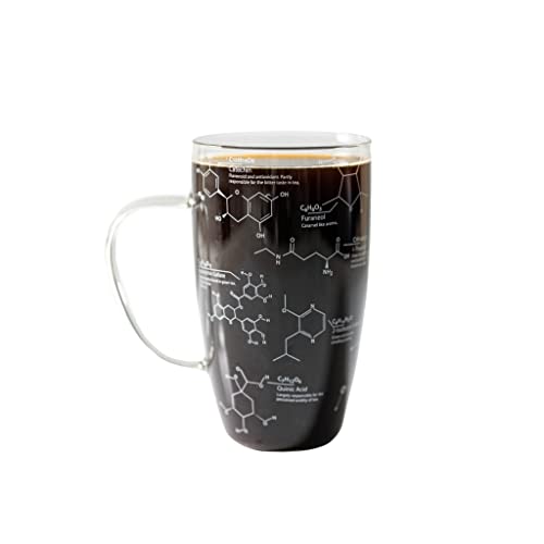 Greenline Goods Teetassen aus Glas, Chemie-Glas, 530 ml, Becher "Science of Tea" (1 Stück) – geätzt mit Tee-Chemie-Molekülen – perfekt für Koffeinliebhaber, Lehrer, Ingenieure und mehr