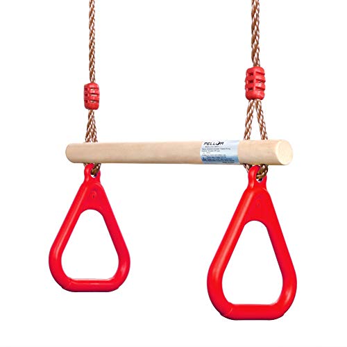 PELLOR Multifunktions -Kinderholz Trapeze Schaukel mit Kunststoff-Ringe