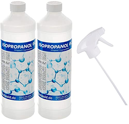2 x 1L Isopropanol 99,9% Flasche inklusive Sprühkopf Isopropylalkohol 2-Propanol IPA Reinigungsmittel, Lösungsmittel, Fettlöser, Farb-Entferner Nagellack-Entferner Oberflächen-Reiniger