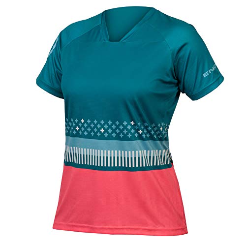 Endura Damen Singletrack Print T Shirt, Fichtengrün, Large
