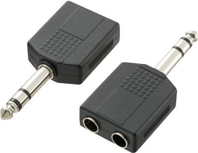 SpeaKa Professional Klinke Audio Y-Adapter [1x Klinkenstecker 6.35 mm - 2x Klinkenbuchse 6.35 mm] Schwarz (SP-7870192)