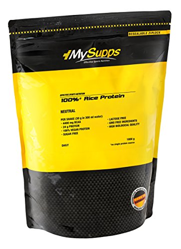 MySupps- 100% Rice Protein, hochwertiges & veganes Eiweiß, 4200mg BCAA pro Portion, hochdosiertes Aminosäureprofil, Zucker-Laktose- und GMO Frei, Made in Germany- 1000g (Neutral)
