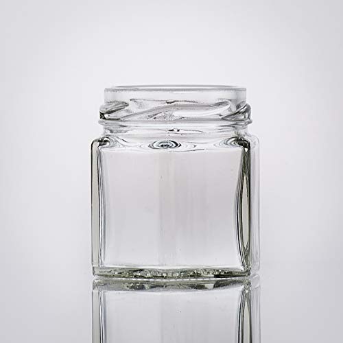 Flaschenbauer- 32x Sechskantgläser 47ml inkl. eines silbernen Twist-Off Verschluss als Einmachglas, zur Aufbewahrung von Gewürzen oder als kleines Honigglas.