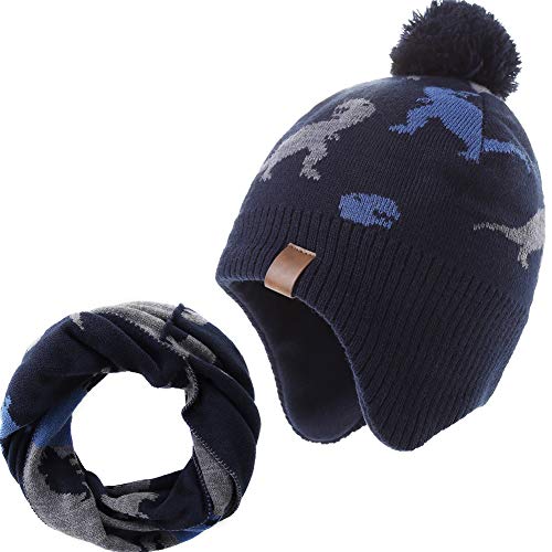 Monimo Jungen wintermütze Stricken Hut Verdicken Ohrenschützer Hut für Kinder
