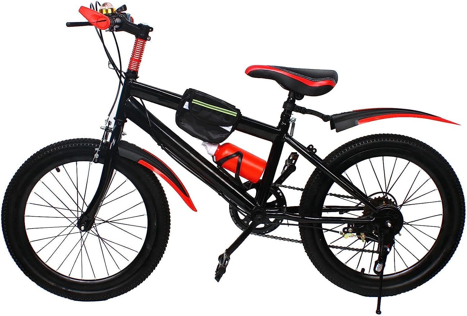Kinderfahrrad 20 Zoll, Mountainbike Fahrrad, 7 Gänge Kinder MTB Bike, Kohlenstoffstahl Rahmen, Kinder Fahrrad Doppelscheibenbremse Fahrrad für Mädchen Jungen (Rot)