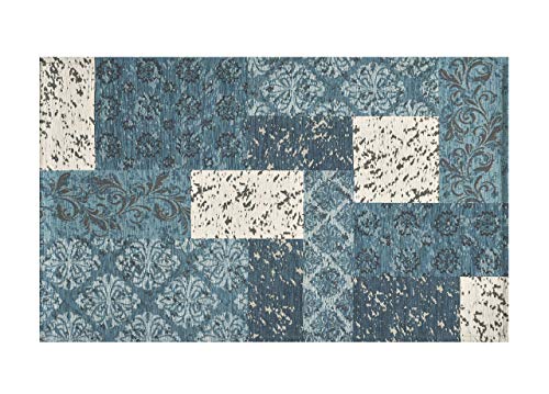 BIANCHERIAWEB Rutschfester Velours-Teppich für Schlafzimmer und Wohnzimmer, Motiv: Saturno Jeans by Suardi