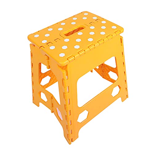 Deror Klappbarer Tritthocker, Kunststoff-Klapphocker Kleiner Stuhl Erweiterter tragbarer Massagehocker 28,5 * 21,5 * 39 cm(Gelb)