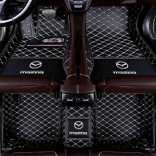 Auto PU-Leder Fußmatten für Mazda CX-30 2020-2023(LHD), Personalisierte für Ihr Auto Anti-Rutsch Fußmatten Volle Abdeckung wasserdichte Automobil Auto Fussmatten Sets,G Blackwhite