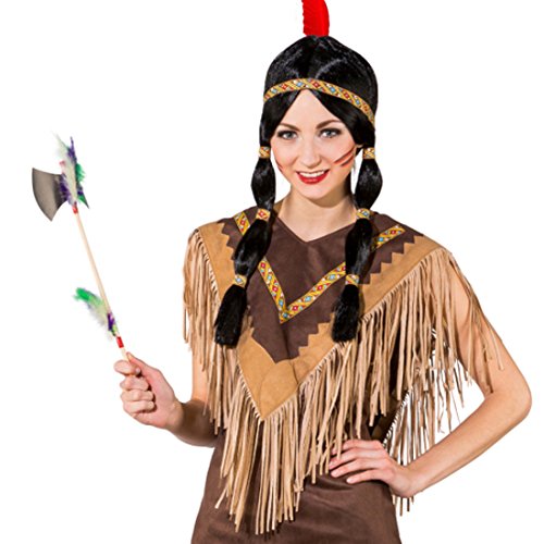 Amakando Umhang Indianerin Schulterumhang Squaw Fransenponcho Damen Pocahontas Cape mit Fransen Hippie Kostüm Zubehör Indianer Poncho