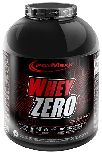 IronMaxx Whey Zero Molke Protein Isolat Shake Pulver zuckerfrei, Geschmack Vanille, 2,27 kg Dose (1er Pack)