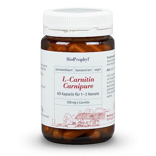 BioProphyl® L-Carnipure Carnitin mit Lonza Gütesiegel - 100% reines L-Carnitin ohne D-Form - zertifiziert - 60 vegetarische Kapseln