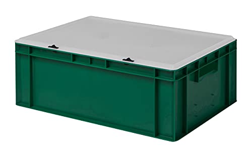 Design Eurobox Stapelbox Lagerbehälter Kunststoffbox in 5 Farben und 16 Größen mit transparentem Deckel (matt) (grün, 60x40x22 cm)