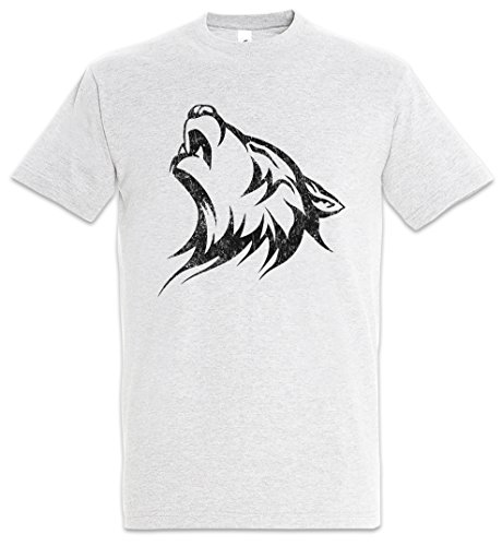 Urban Backwoods Tribal Wolf II Herren T-Shirt Grau Größe XL