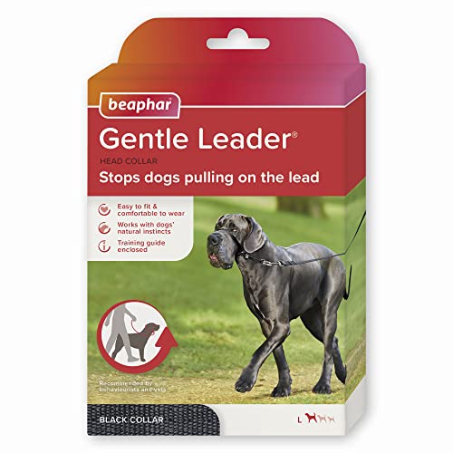 beaphar | Gentle Leader | Halfter für große Hunde | Stoppt das Ziehen an der Leine | Trainingshilfe mit Sofortwirkung | von Verhaltensweisen empfohlen | Schwarz x 1