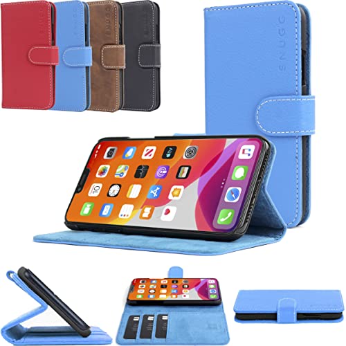 Snugg iPhone 13 Pro Wallet Case - Leder Card Case Wallet mit Handlicher Standfunktion - Legacy Series Flip Phone Case Cover in Electric Blue