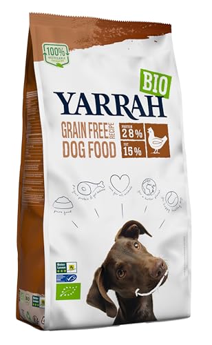 YARRAH GRAINFREE Nahrhaftes Bio-Trockenfutter für Hunde – für alle Hunderassen und Altersgruppen | Exquisite Biologische Hundebrocken mit Huhn ohne Getreide, 10kg | 100% biologisch & frei von künstlichen Zusätzen