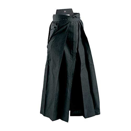 Playwell Deluxe Kampfsport Kendo/Aikido Hakama, Schwarz, Schwarz , 27 - 180cm