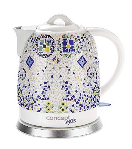 CONCEPT Hausgeräte RK0020 Keramik Wasserkocher, Einzigartiges Design, Hauch von Orient, 1,5 L, Weiß, 1350 W