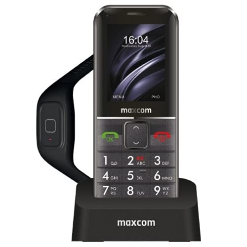 Maxcom MM735bb SOS Senior Handy mit SOS-Armband, wasserdicht, kabellos