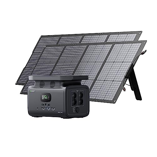 GROWATT Powerstation mit 400W Solarpanel(Modell: INFINITY 1500), 1512Wh-Kapazität, 4 x 230V/1800W AC-Steckdosen (Spitzen 3600W), AC-Schnellladung, Solargenerator für Outdoor Camping/Zuhause/Wohnmobile