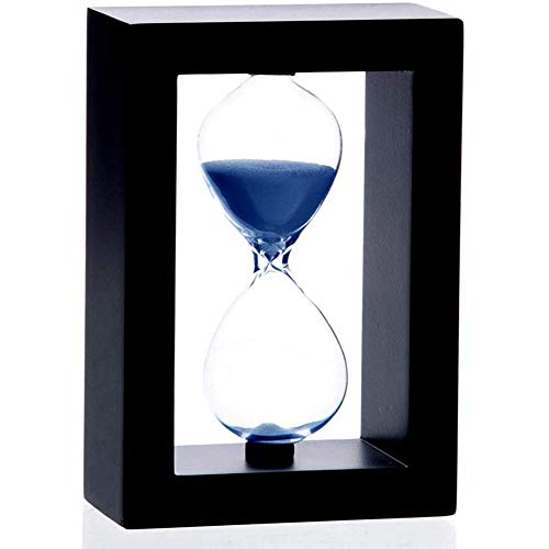 ZXGQF Sanduhr Sandglass Eieruhr Sand Timer mit Holzrahmen,20/25/30 Minuten Dekoration Zeitmesser Timer, für Kinder Klassenzimmer Küche Spiele Bürsten Zuhause Büro (Black/Blue Sand,25 Minutes)