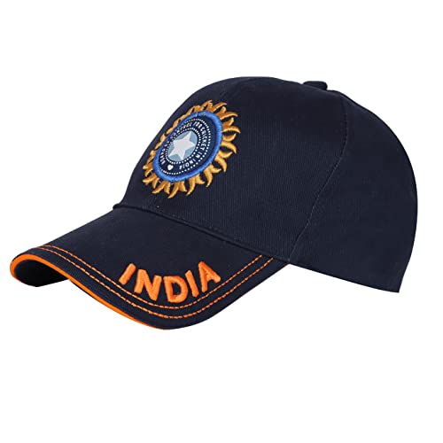 KD Cricket India Cap Hat Team Indien Cricket ODI T20 Test Cricket Head Wear Weiß Blau Camo, Dark Navy Cap