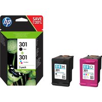 HP 301 - 2er-Pack - Schwarz, Farbe (Cyan, Magenta, Gelb) - Original - Blisterverpackung - Tintenpatrone - für Envy 4500, 4508, 5535, Officejet 4630