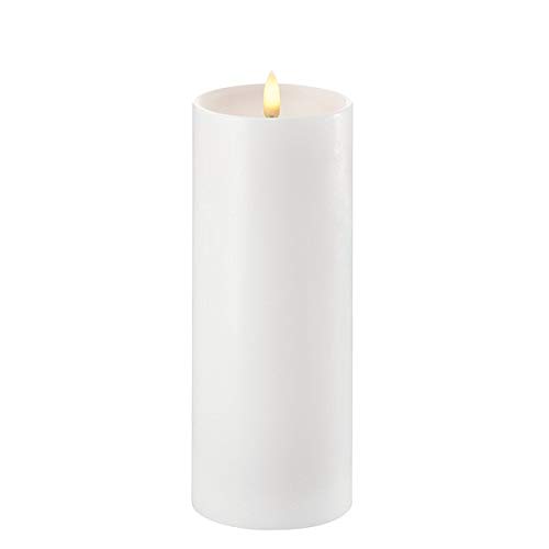 Piffany Copenhagen Uyuni Lighting Pillar LED Kerze tiefer Docht 7,8 x 20 cm Echtwachs Weiss - 6 Stunden Timerfunktion - Keine Brandgefahr, Keine Rußbildung und kein Geruch