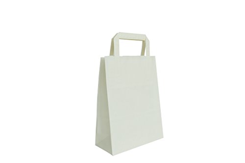 Karten dozio – Shopper aus Kraftpapier Color weiß, Flacher Griff, f. To cm 32 + 17 x 45, CF 25 Stück