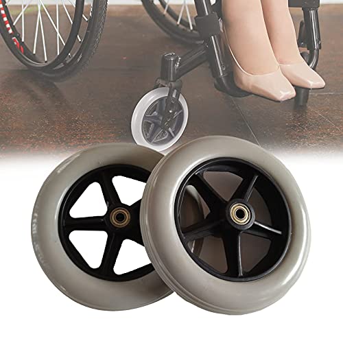 XIAOYUE 8 Zoll Rollstuhlreifen, Rollstuhl Frontrollen Nachlauf, Nicht Aufblasbares Rad, Bohrung 8 mm, Nabenlänge 50 mm (2er-Pack)