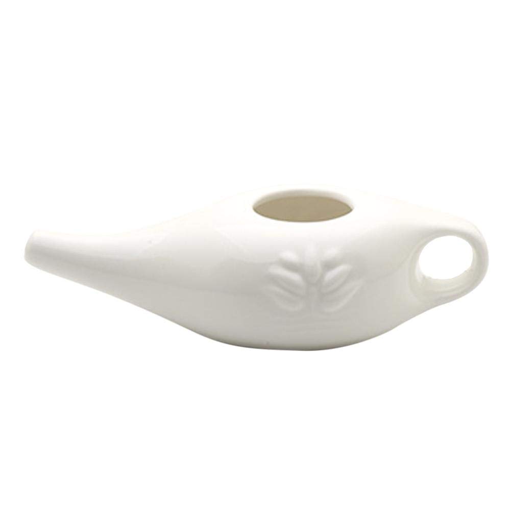 Lipeed Neti Pot, 250ml Keramik Neti Pot Nasendusche Nose Waschkomfortabler Ausgusstopf zur Nasenspülung, Erstaunliche Gesundheit Keramik Neti Pot und Himalaya Neti Salz