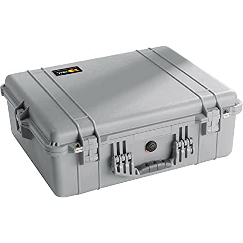 PELI 1600 Koffer für Sicheren Transport, IP67 Wasser- und Staubdicht, 82L Volumen, Hergestellt in Deutschland, Ohne Schaum, Silber