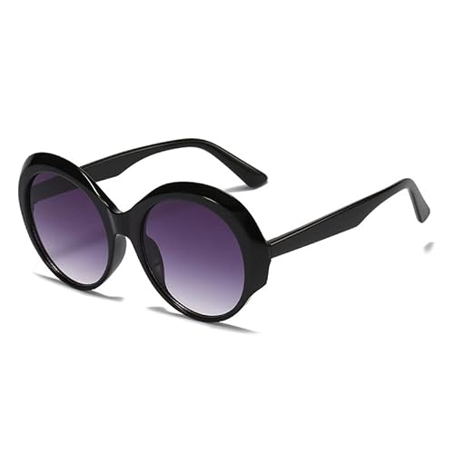 GMBN Sommersonnenbrille for Damen, schillernde Brille, Persönlichkeitsdruck, Retro, runde Sonnenbrille, UV400 (Color : C1, Size : PC)