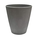 POETIC - Runder Blumenkübel - Ø37,9 x H41 cm - 30 Liter - Für den Innenbereich - Stöpsel mit Überlauf - Aus robustem Kunststoff - Farbe Zement - 5 Jahre Garantie