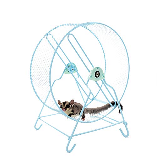 AZXAZ Haustier Laufrad Hamster Laufrad Metall Silent Spinner Spielzeug mit Ständer für Kleintier Rattenmäuse Rennmäuse Zwerghamster (Blau)