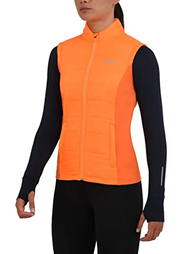 TCA Damen Excel Runner Leichte Laufweste mit Reißverschlusstaschen - Neon Orange, L