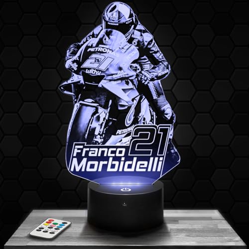 Nachttischlampe, Touch-Nachtlicht Moto GP - Franco Morbidelli 3D-LED-Lampe Illusion, Geschenkidee Weihnachten Geburtstag Junge und Mädchen Nachttischlampe Kinder- oder Erwachsenenzimmer