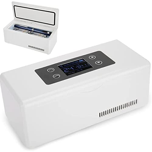 YIHEMEI Tragbarer Medizin Kühlschrank und Insulin Kühler,Auto kühlschrank,USB Aufgeladener Kühlbox, LED-Anzeige Mini Kleiner Kühlschrank(22.5cm*10.3cm*9.5cm),2*Battery