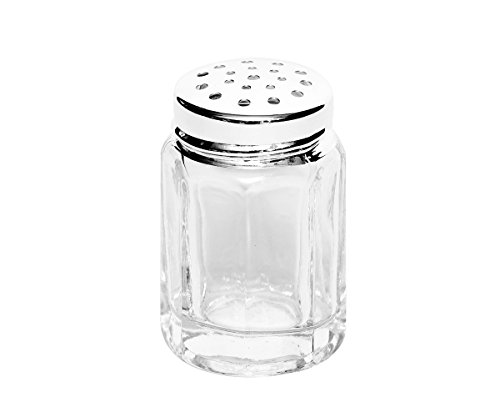 Brillibrum Design Mini Salzstreuer Glas Feinsilber Ministreuer Universalstreuer Gewürz Pfefferstreuer (8-Eckig, 1 Streuer Ohne Tablett)