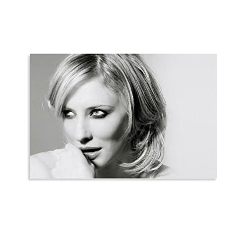 TSALF Poster und Drucke Kein Rahmen Schauspielerinnen aus Melbourne Cate Blanchett Schwarz-Weiß-Retro-Kunstposter und Wandkunst Bilderdruck Modernes Familienzimmer-Dekor  60x90cm