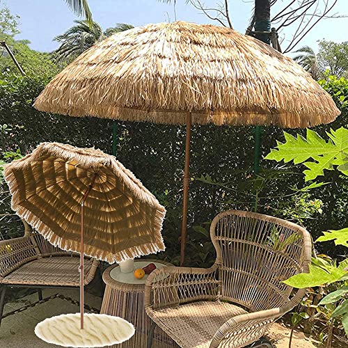 DOGC Sonnenschirm FüR Den AußEnbereich – 180 cm, Neigungsfunktion/NatüRliche Farbe, Mit Dreieckiger Basis, Tropischer Hawaii-Stil, Uv-Schutz