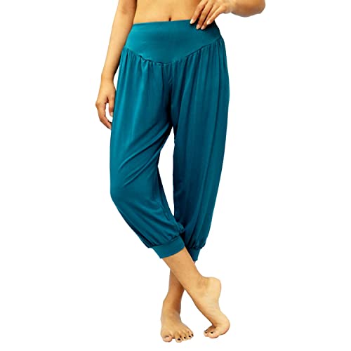 Lofbaz Yoga Hose für Damen Umstandspyjamas Jogginghose Lounge Harem Boho Jogger Damen Tanzen Genie Indische Kleidung Solid Hellblau (Capri) L