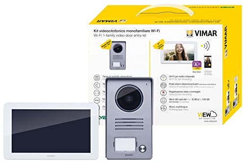 Vimar K40945 Smart Einfamilien-Türsprechanlage mit Touchscreen Freisprecheinrichtung WiFi Freisprecheinrichtung 1 Knopf mit Regenschutz, 1 Netzteil