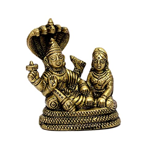 eSplanade Lord Vishnu Laxmi in Ksheer Sagar – Lakshmi Narayan – Murti Idol Statue Skulptur – goldfarben – 7,9 cm