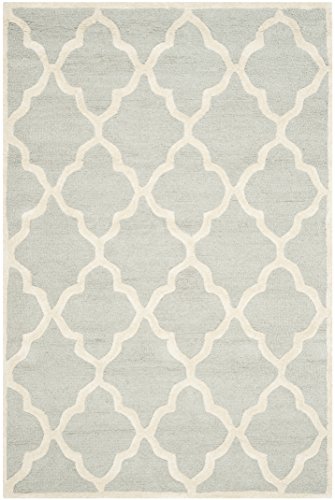 Safavieh Strukturierter Teppich, CAM312, Handgetufteter Wolle, Hellgrau/Elfenbein, 120 x 180 cm