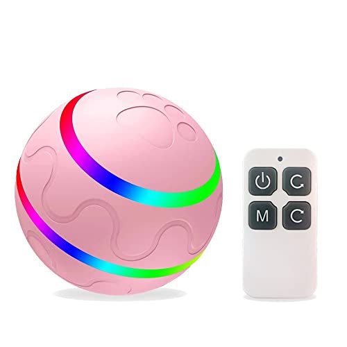 HEMBES Intelligentes Anti-Biss-Spielzeug, Fernbedienung, interaktiver Haustierball, Innen- und Außenbereich, Springender Umweltschutz, automatisch, wasserdicht (Color : Pink, Size : Control)